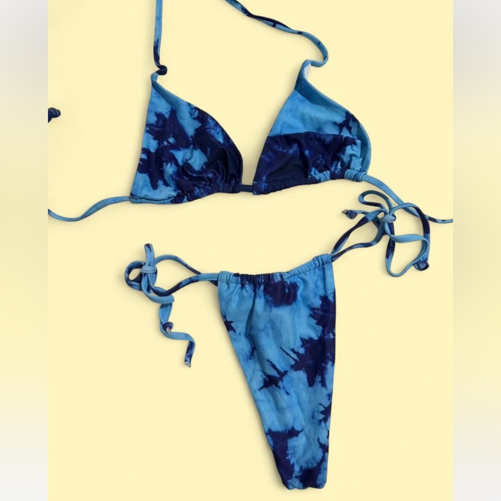 Blue Tie-Dye Bikini Set